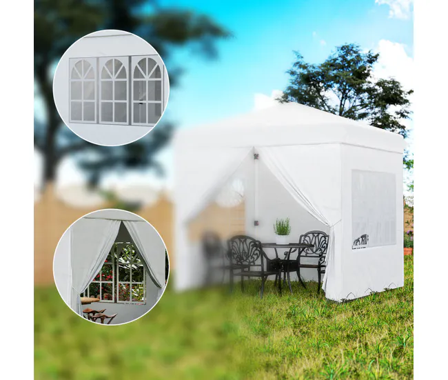 Outsunny Carpa Plegable Pop-up Gazebo 2,5x2,5 m Cenador Plegable con 4 Paredes Laterales Anti-UV Altura Ajustable y Bolsa...
