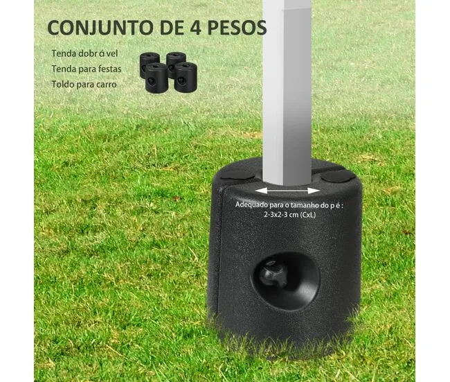 Outsunny Pack de 4 Pesos para Carpas Plegables Soportes Rellenables con 9,2 kg de Agua o 12 kg de Arena Pesos para Cenador...