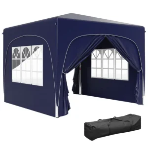 Pabellón de Exterior Outsunny Carpa Plegable Gazabo 3x3 m con Paneles Laterales UPF50+ Cenador Pabellón de Jardín con Altu...
