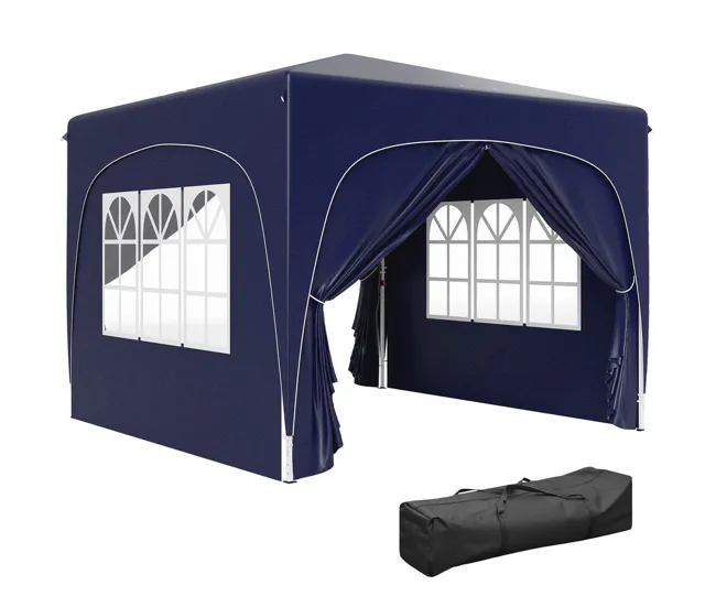 Pabellón de Exterior Outsunny Carpa Plegable Gazabo 3x3 m con Paneles Laterales UPF50+ Cenador Pabellón de Jardín con Altu...