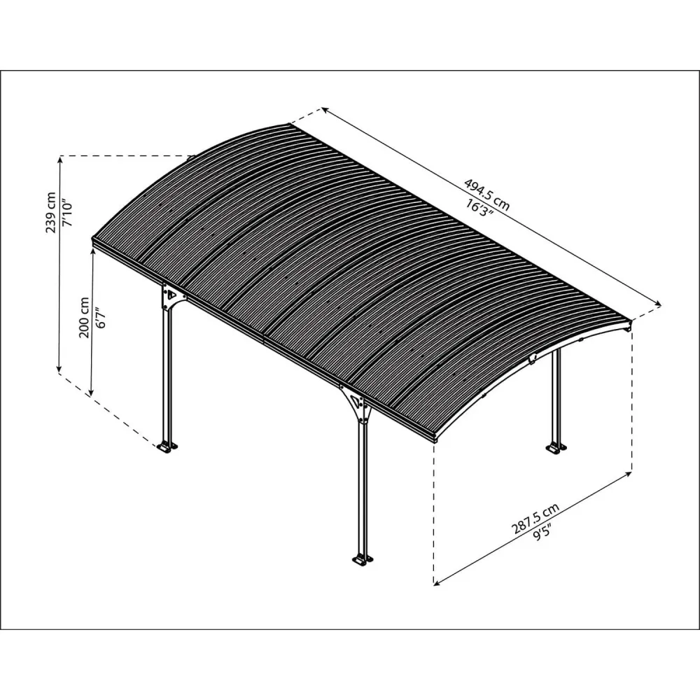 Pérgola Ajustable Cochera Carport Atlas alumino 274x213 cm