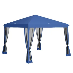 Pérgola de Madera Outsunny Carpa Plegable 3x3 m Cenador de Jardín con 4 Paredes Laterales de Malla 8 Orificios de Drenaje...