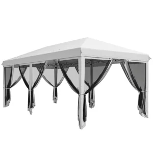 Resistente la Intemperie Outsunny Carpa Plegable Pop-Up Gazebo 6x3 m Cenador Plegable con 6 Paredes Laterales de Malla Ant...