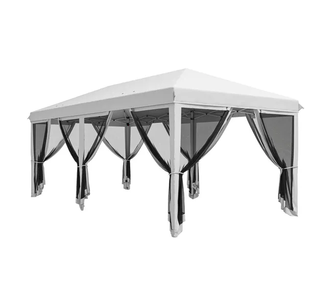 Resistente la Intemperie Outsunny Carpa Plegable Pop-Up Gazebo 6x3 m Cenador Plegable con 6 Paredes Laterales de Malla Ant...