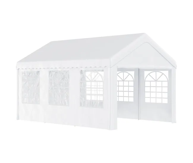Tela de Alta Densidad Outsunny Carpa para Fiesta Cochera Gazebo 6x4m Pergola Cenador Pabellón 4 Paneles Laterales Ventanas...