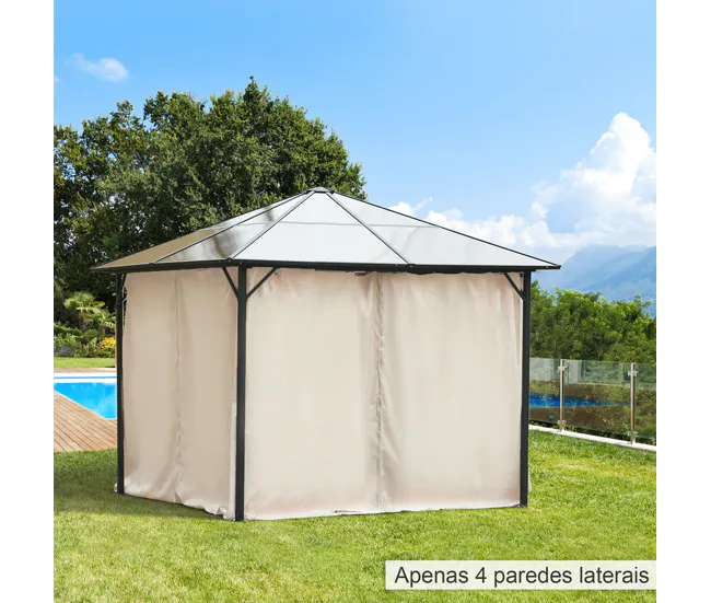 Tela de Alta Densidad Outsunny 4 Paredes Laterales para Cenador 3x2 m Laterales para Gazebo Universal con Ganchos y Anillo...