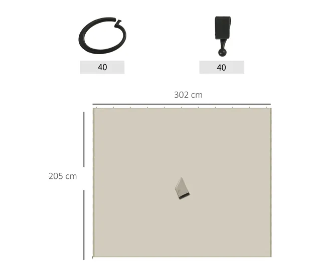 Tela de Alta Densidad Outsunny 4 Paredes Laterales para Cenador 3x2 m Laterales para Gazebo Universal con Ganchos y Anillo...