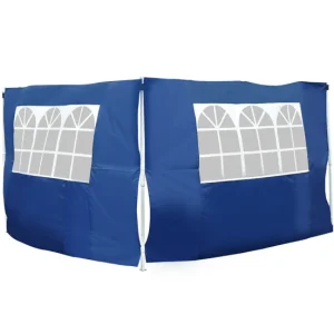 Tela de Alta Densidad Outsunny 2 Paredes Parte Laterales para Carpa 3x2 Lado Parasol de Gazebo Tela Oxford con 2 Ventanas...