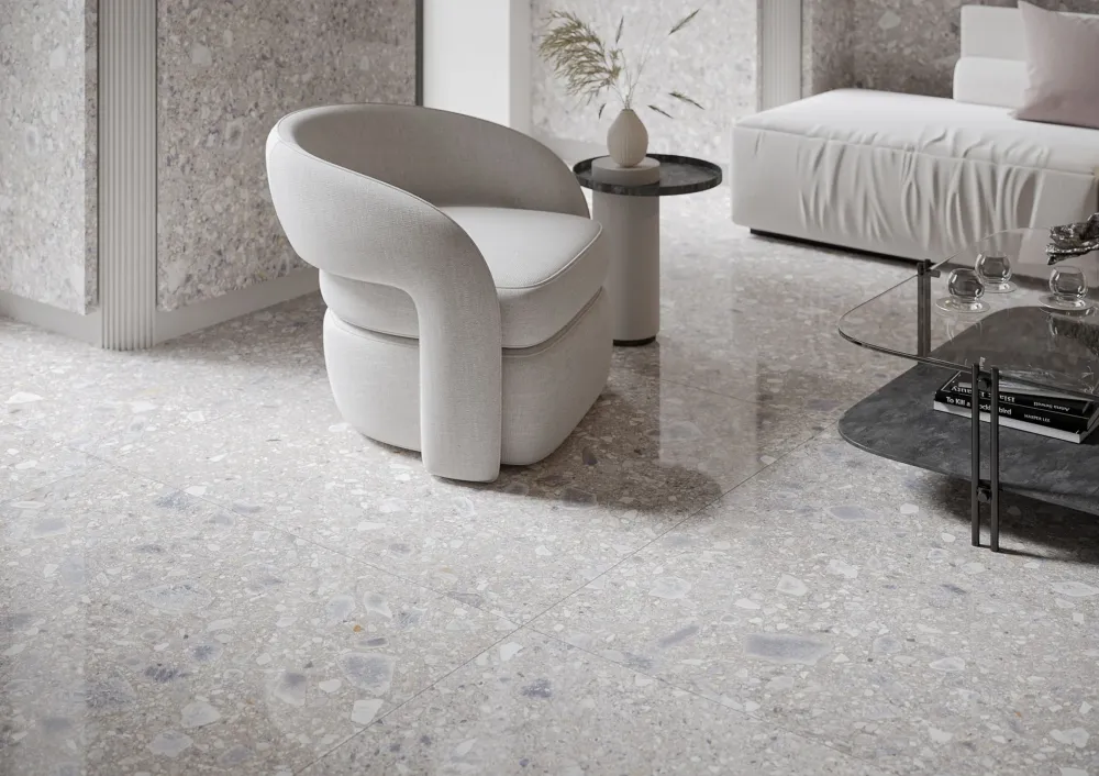 Carrelage Terrazzo 60x120 Ceppo Nuovo Plateado Poli Rectifie