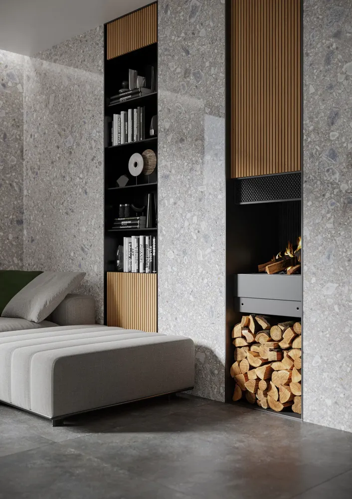 Carrelage Terrazzo 60x120 Ceppo Nuovo Plateado Poli Rectifie