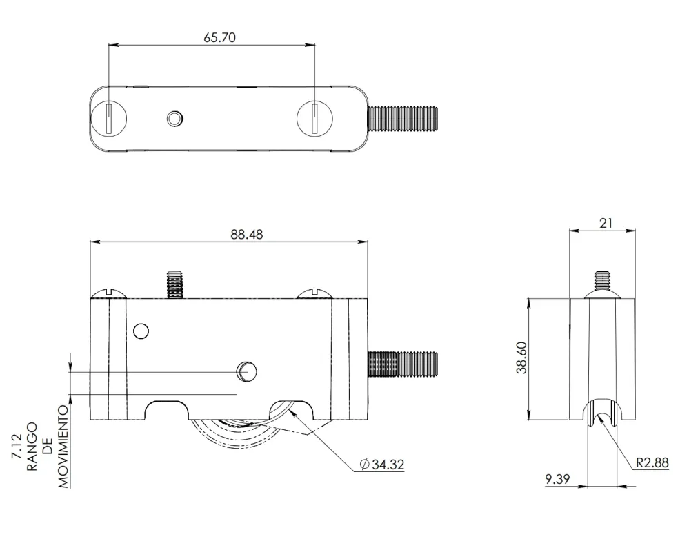 Carro de Carga Carretilla con Cuerpo Interior Ajustable Tipo Gn 123 Para Serie 70 y 100 Eurovent Herralum