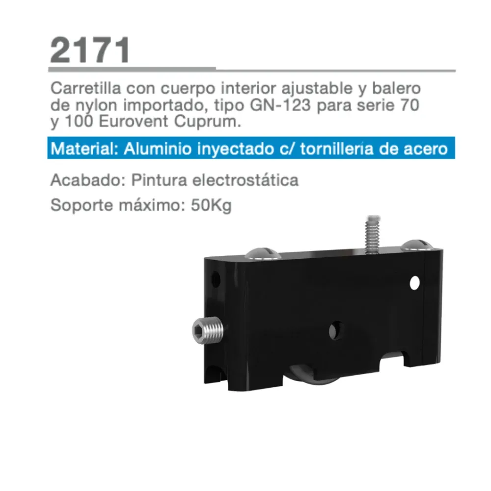 Carro de Carga Carretilla con Cuerpo Interior Ajustable Tipo Gn 123 Para Serie 70 y 100 Eurovent Herralum