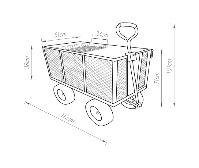 Carro de Carga Carrito de transporte Corropoli 112x51cm máx 550kg - Negro/Amarillo