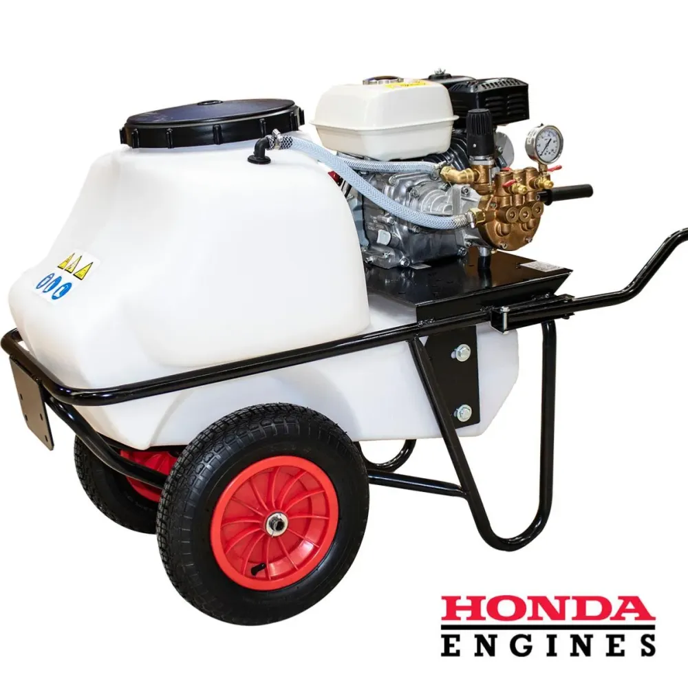Cesta de Recolección Carretilla sulfatadora, Motor Gasolina 100L. Honda GP160 40bar 30L