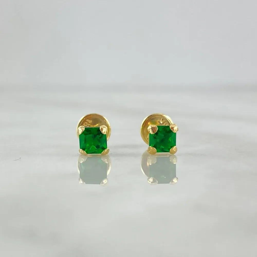 Chasis de Acero Topos Carret 0.55gr / 4mm Circon Verde Oro Amarillo (Joya)