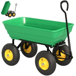 Outsunny Carro de Jardín Basculante Capacidad 75 L Carga 200 kg Carretilla de Transporte Carro para Playa con Marco de Ace...