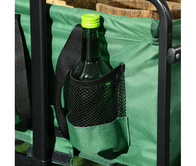 Outsunny Carro Plegable Carretilla de Transporte con Mango Ajustable Rueda Multicompatible Freno para Playa Jardín Camping...