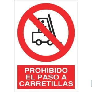 Señal poliestireno 210x148mm prohibido el paso carretillas