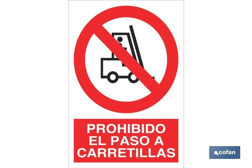 Señal poliestireno 210x148mm prohibido el paso carretillas