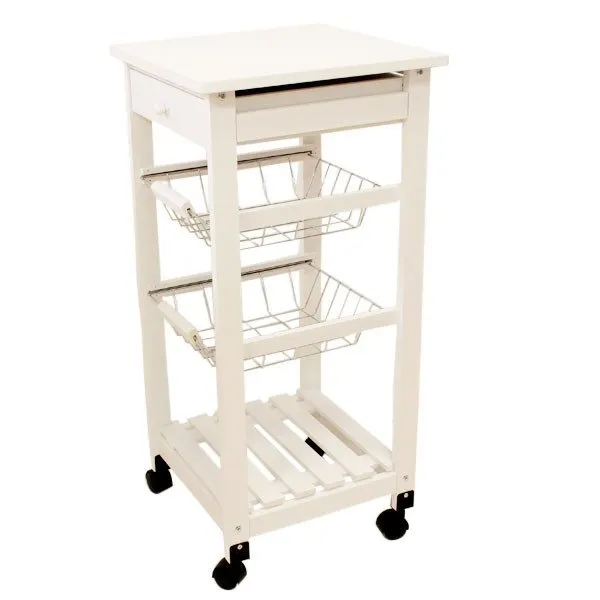 Portaherramientas Móvil Carrito verdulero de cocina ruedas blanco