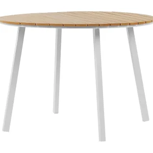 Mesa de jardín de madera plástica clara/blanco ø 105 cm CAVOLI con Mango Antideslizante