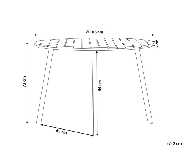 Mesa de jardín de madera plástica clara/blanco ø 105 cm CAVOLI con Mango Antideslizante