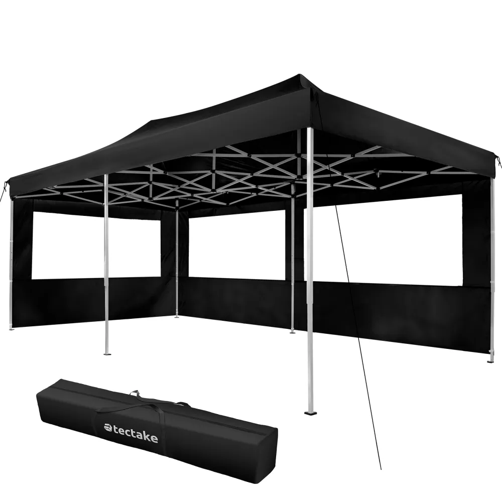 Carpa, con estructura de aluminio, negro con 10 Aspersores