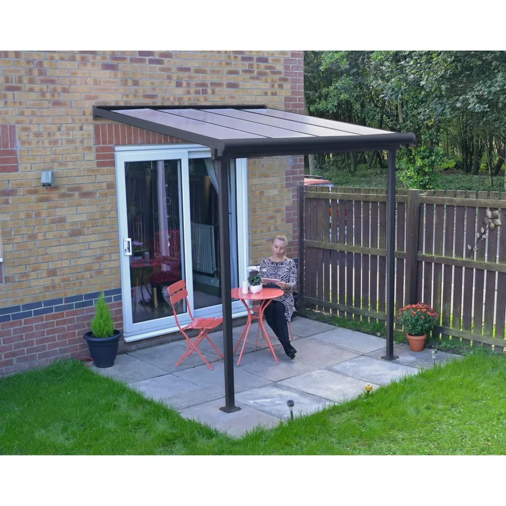 Pérgola adosada Sierra 224x224 cm gris con 10 Aspersores