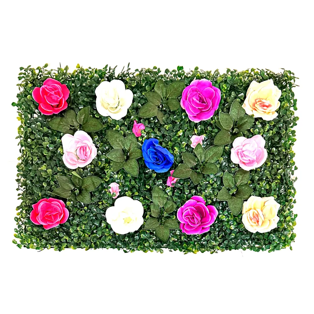 Césped para Balcón Bloque de Cesped Artificial - 60cm x 40cm - Verde con Flores