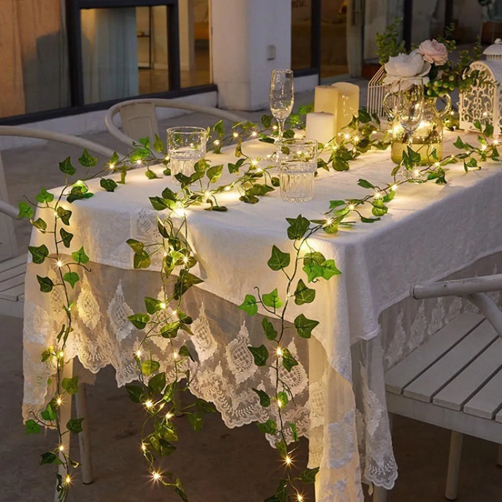 Guirlande lumineuse de feuilles vertes de lierre artificiel - 10m Altura de Pelo de 30 mm