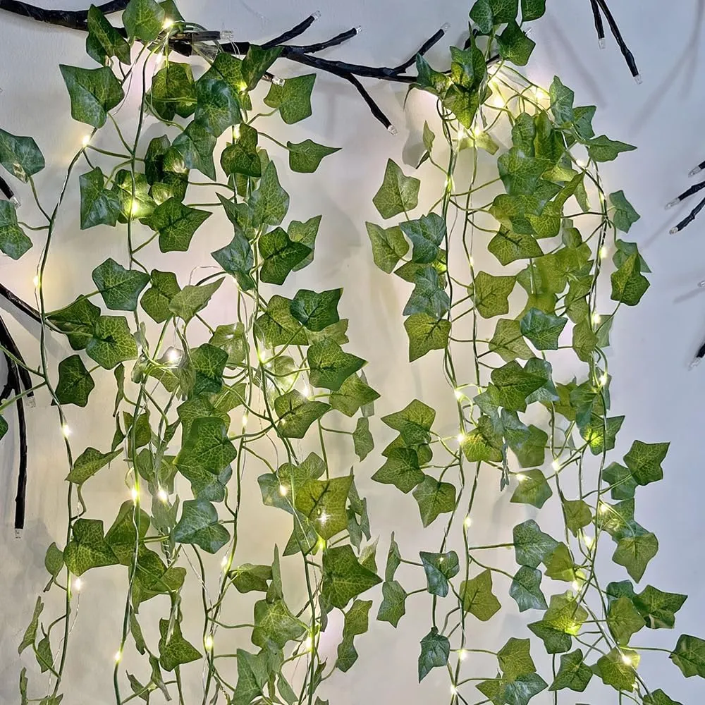 Guirlande lumineuse de feuilles vertes de lierre artificiel - 10m Altura de Pelo de 30 mm