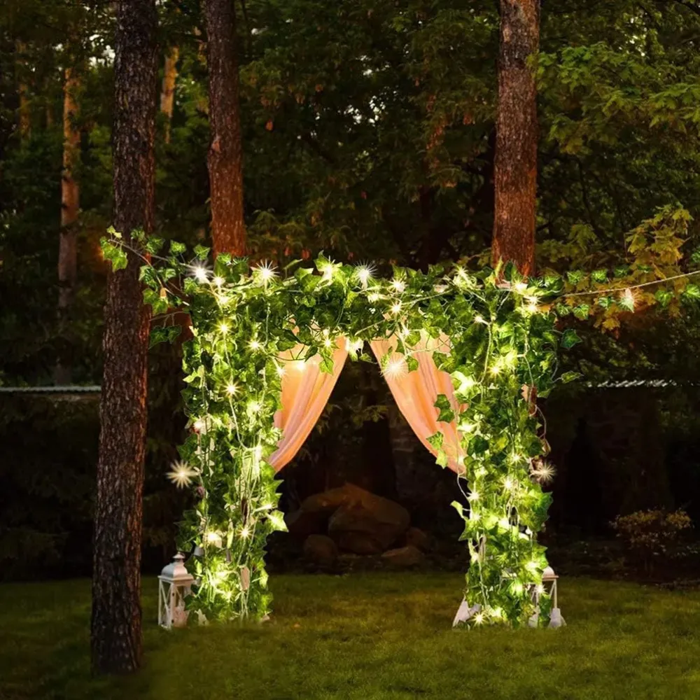 Guirlande lumineuse de feuilles vertes de lierre artificiel - 10m Altura de Pelo de 30 mm