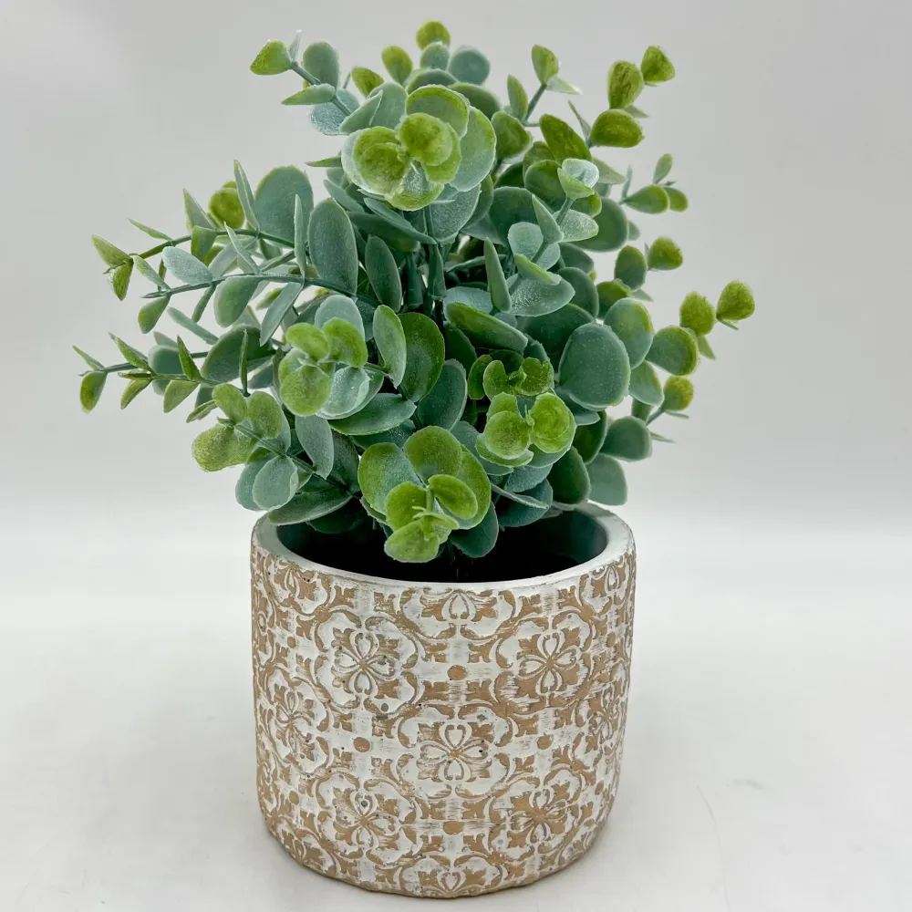 Planta artificial y maceta estampada Ideal para Mascotas