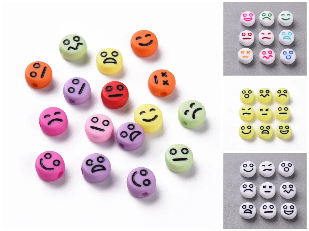 Premium de Alta Densidad Happy FaceSmile, Emoji, Beads, Acrílico