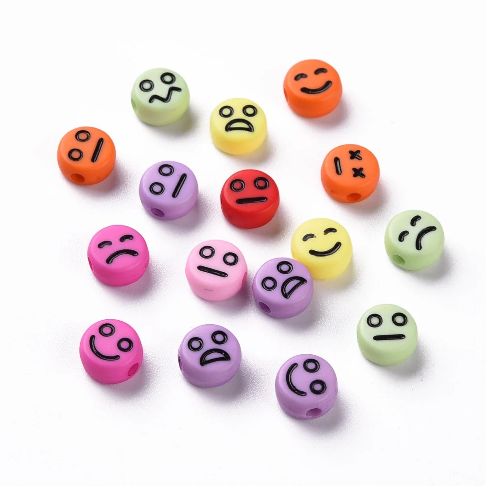 Premium de Alta Densidad Happy FaceSmile, Emoji, Beads, Acrílico