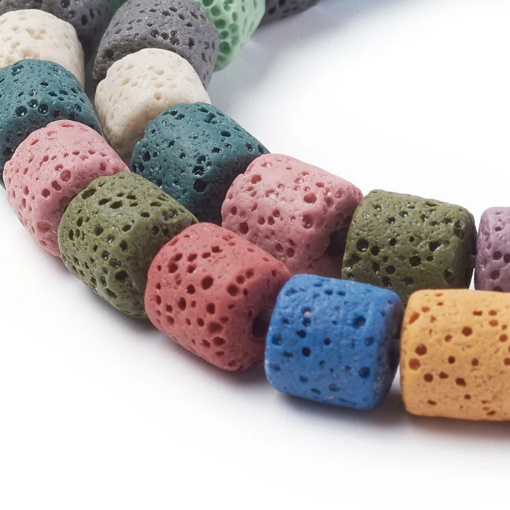 Acero Inoxidable Columna, Piedra Lava, Strand, Bead