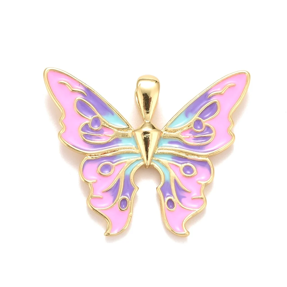 Acero Inoxidable Mariposa, Enchapado 18k, Enamel, Pendant