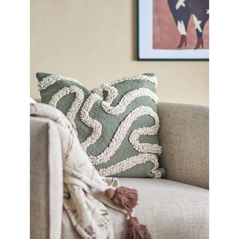 Almohada Bloomingville Mirfield, verde, algodón para Uso Exterior