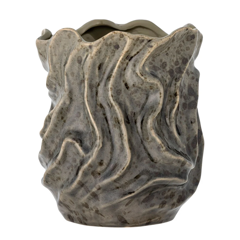 Antideslizante Bloomingville Jarrón Soumia Deco, Gris, Gres