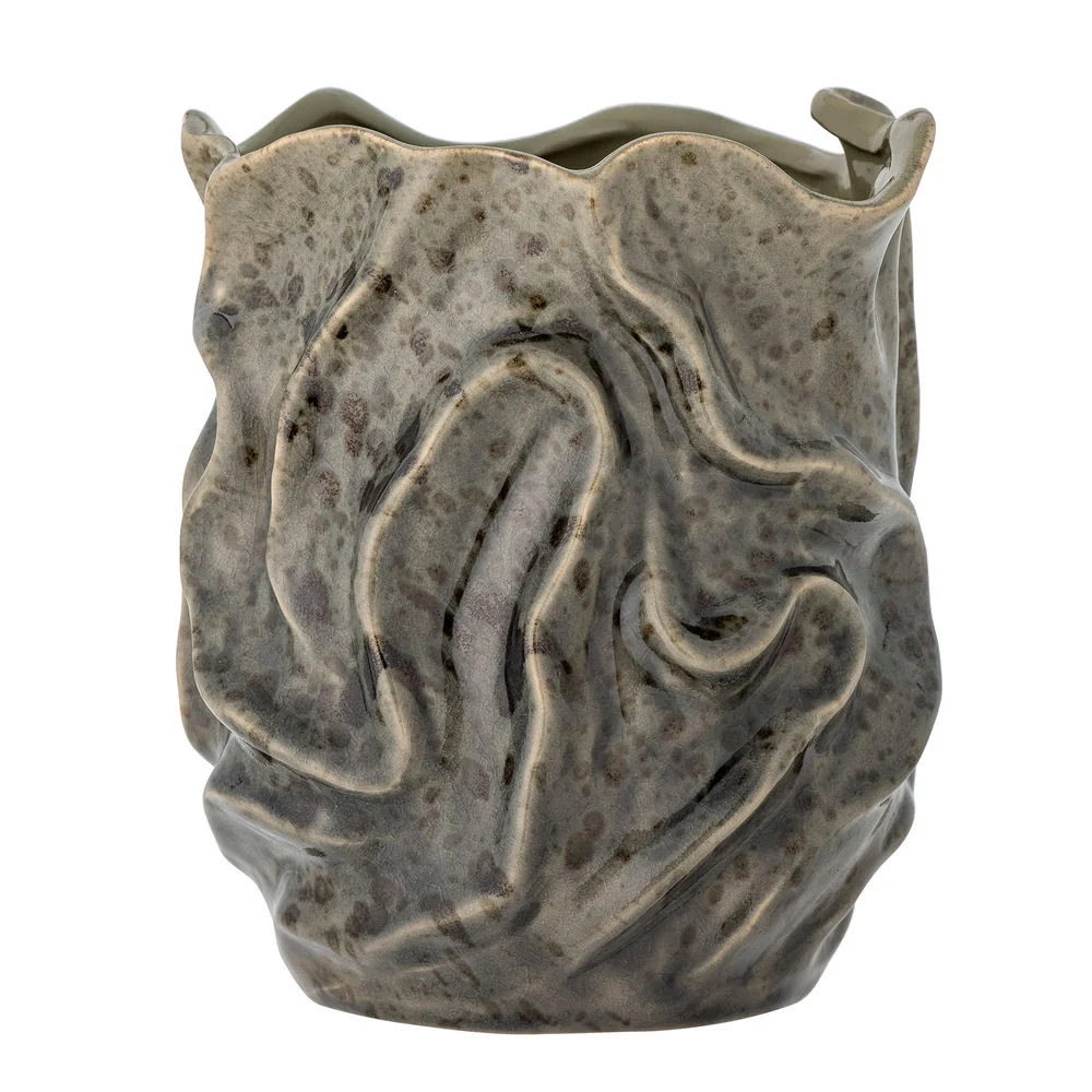 Antideslizante Bloomingville Jarrón Soumia Deco, Gris, Gres
