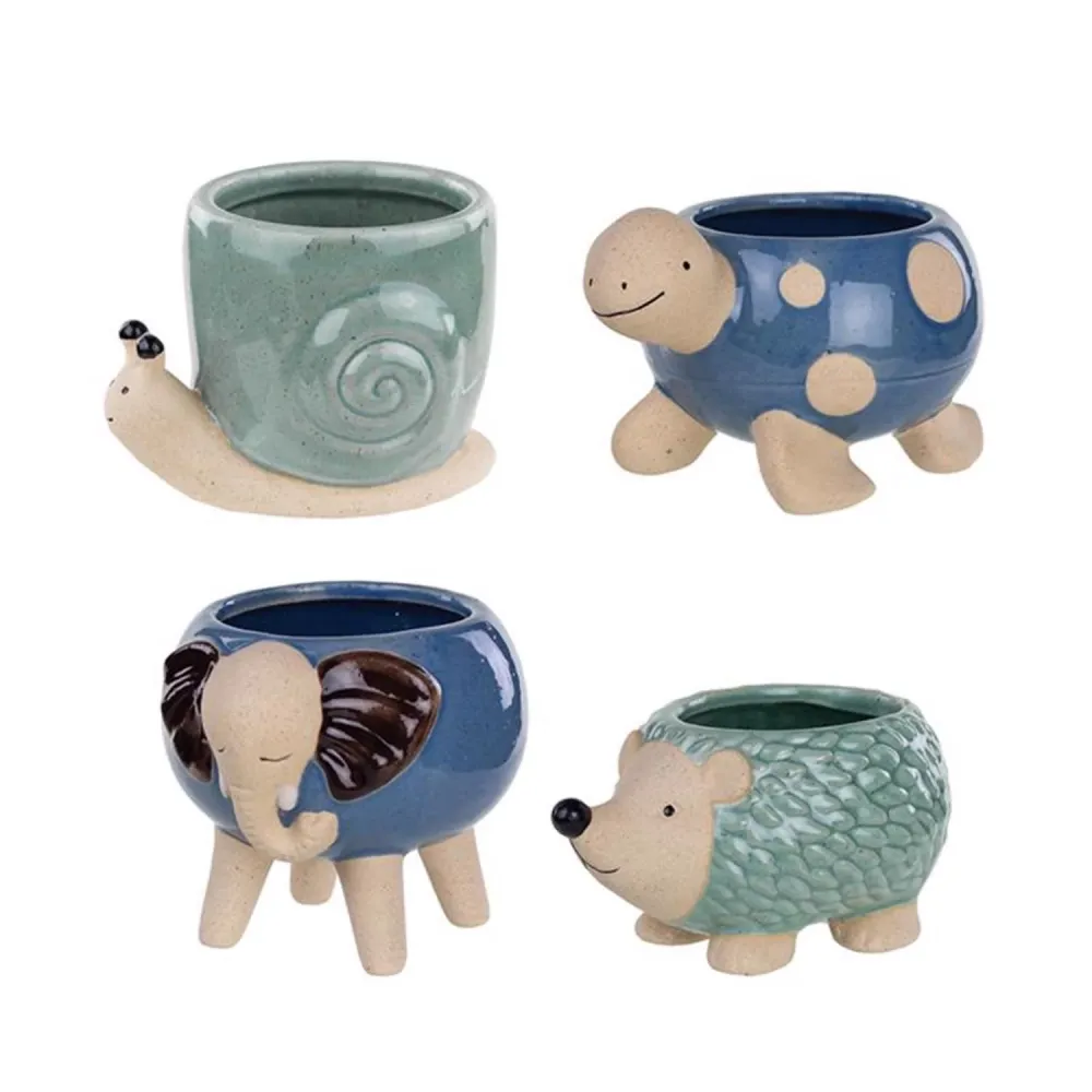 Macetas de cerámica para suculentas Avera Products con forma de animales (paquete de 12)