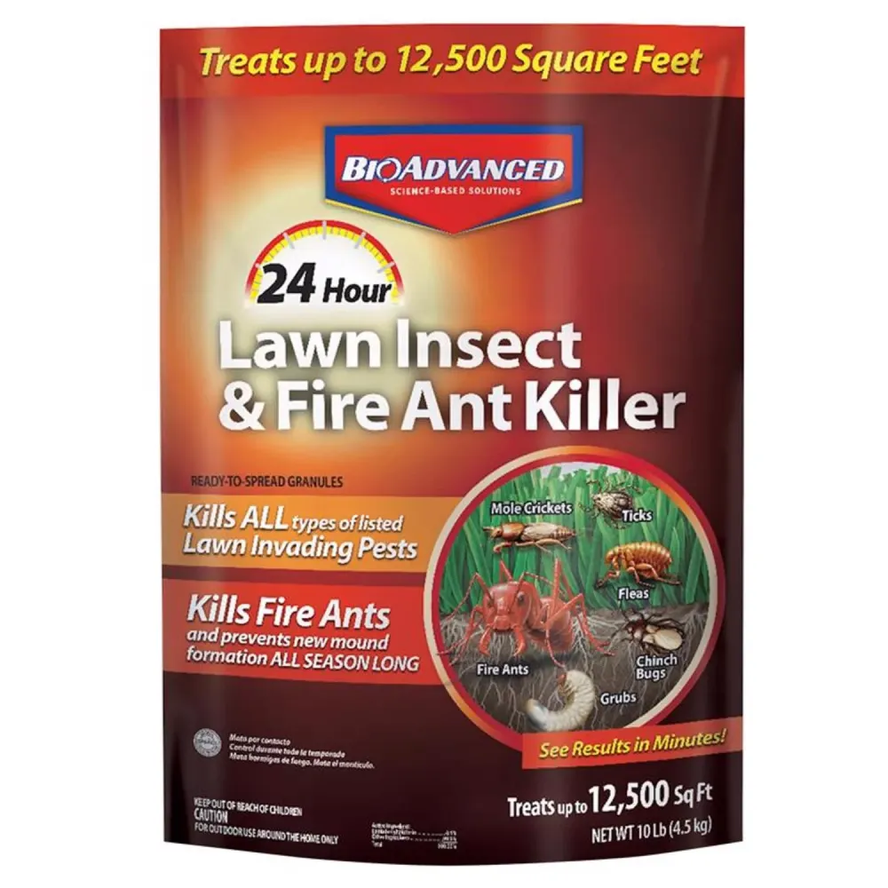 Gránulos BioAdvanced para matar insectos y hormigas bravas del césped, 24 horas, 10 lb