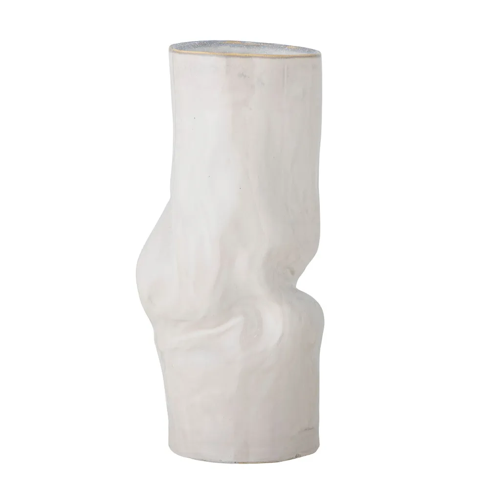 Bloomingville Araba Vaas, Blanco, Gres con Panel Solar