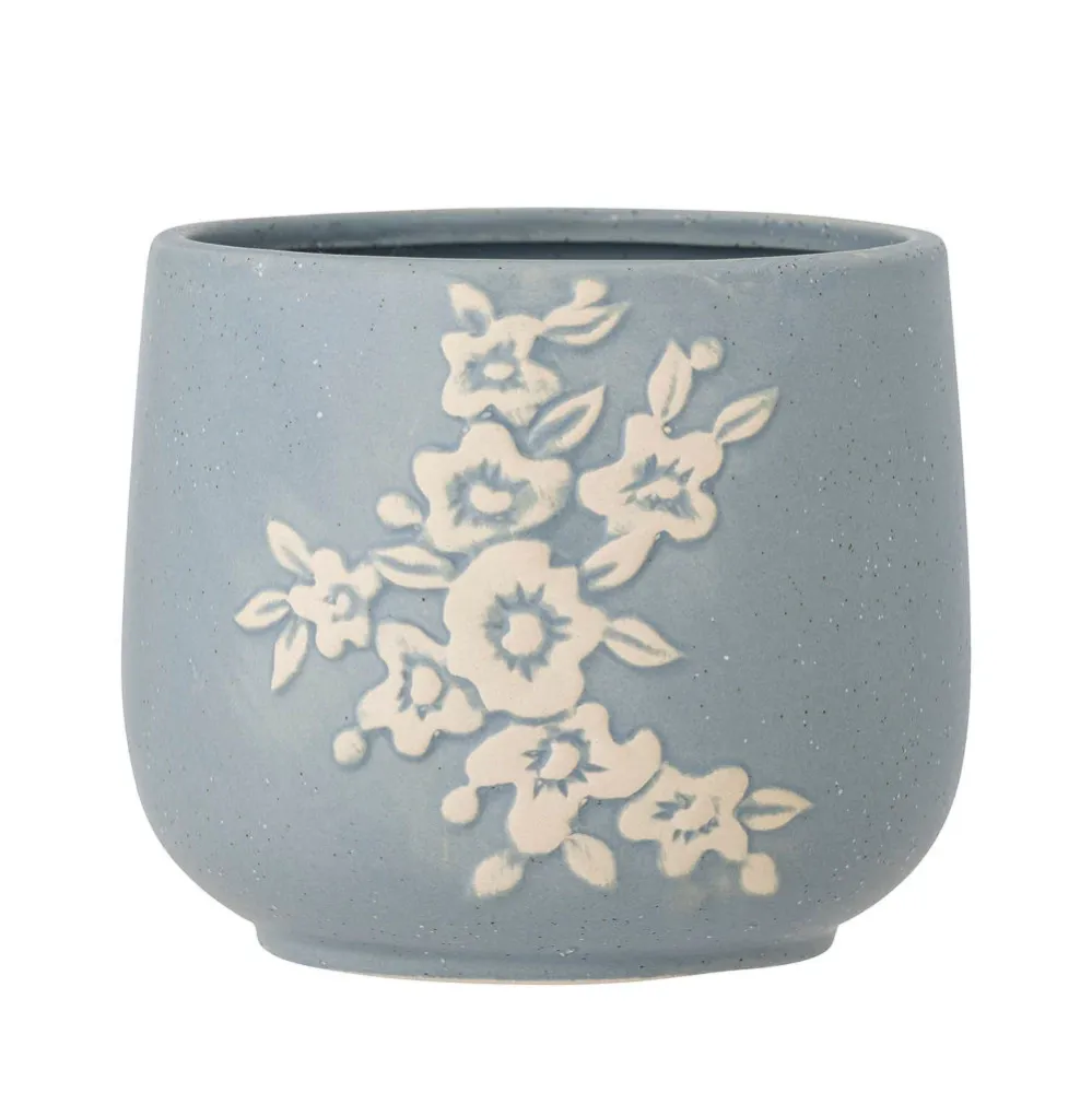 Bloomingville Betino Maceta, Azul, Gres para Uso Exterior