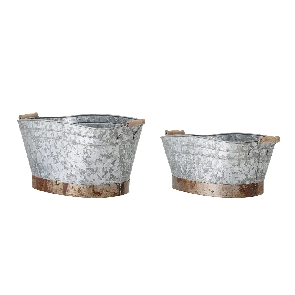 Bloomingville Cimon cubo, gris, hierro galvanizado | Fácil Instalación