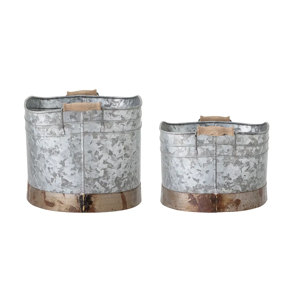 Bloomingville Cimon cubo, gris, hierro galvanizado | Fácil Instalación
