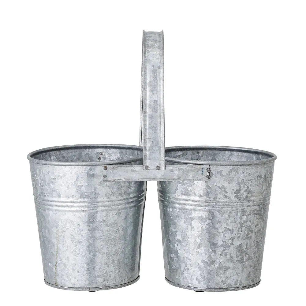 Bloomingville Jessy maceta, gris, hierro galvanizado para Uso Exterior