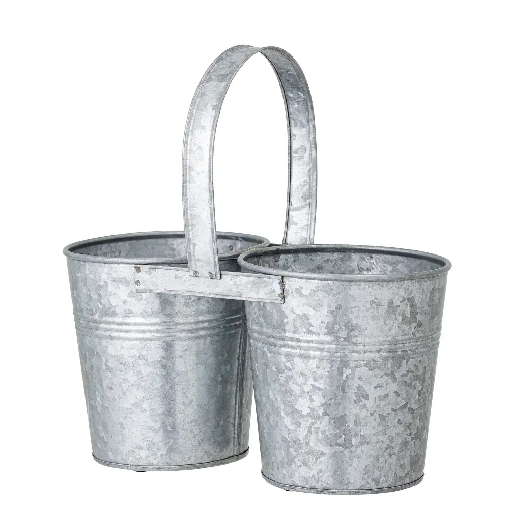 Bloomingville Jessy maceta, gris, hierro galvanizado para Uso Exterior
