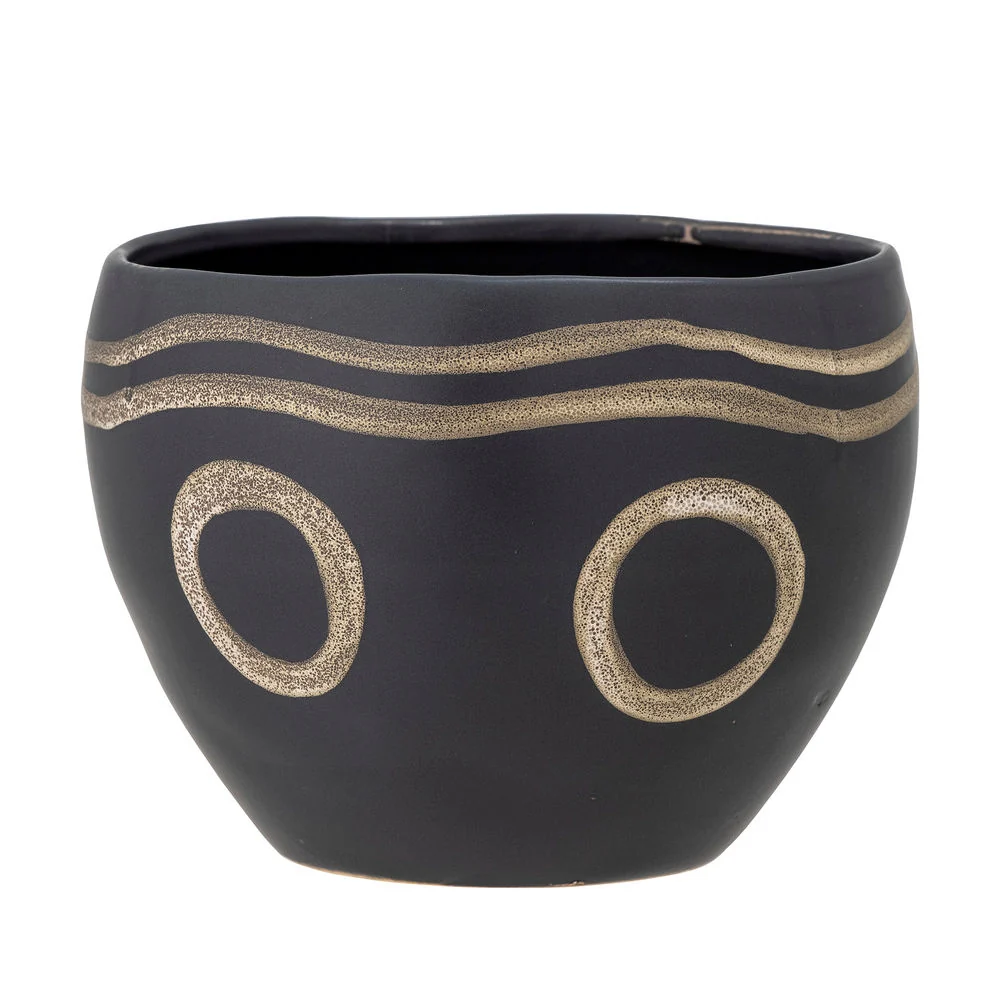 Bloomingville Magnus Maceta, Negro, Gres con 5 Boquillas