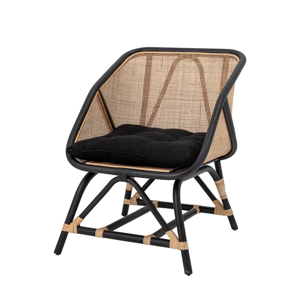 Bloomingville Silla Loue, Negro, Ratán Resistente la Intemperie